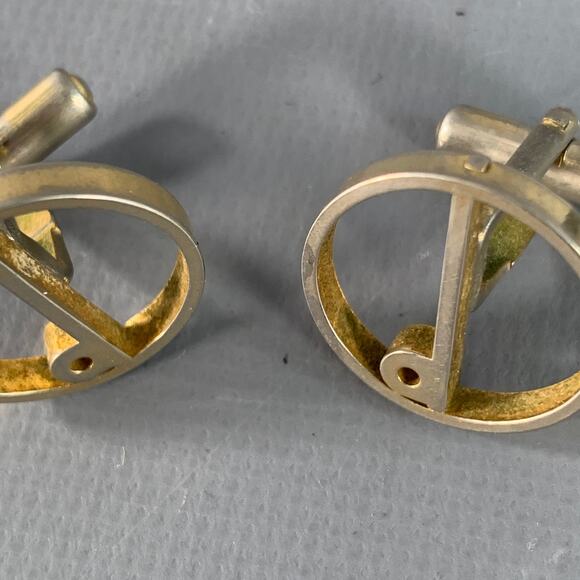 DUNHILL Silver Metal Monogram Circle Cuff Links - Picture 3 of 4